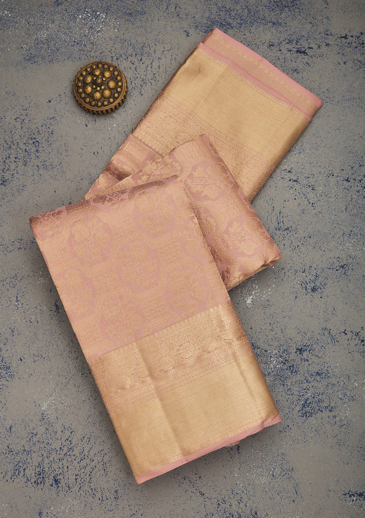Onion Pink Zariwork Pure Silk Saree