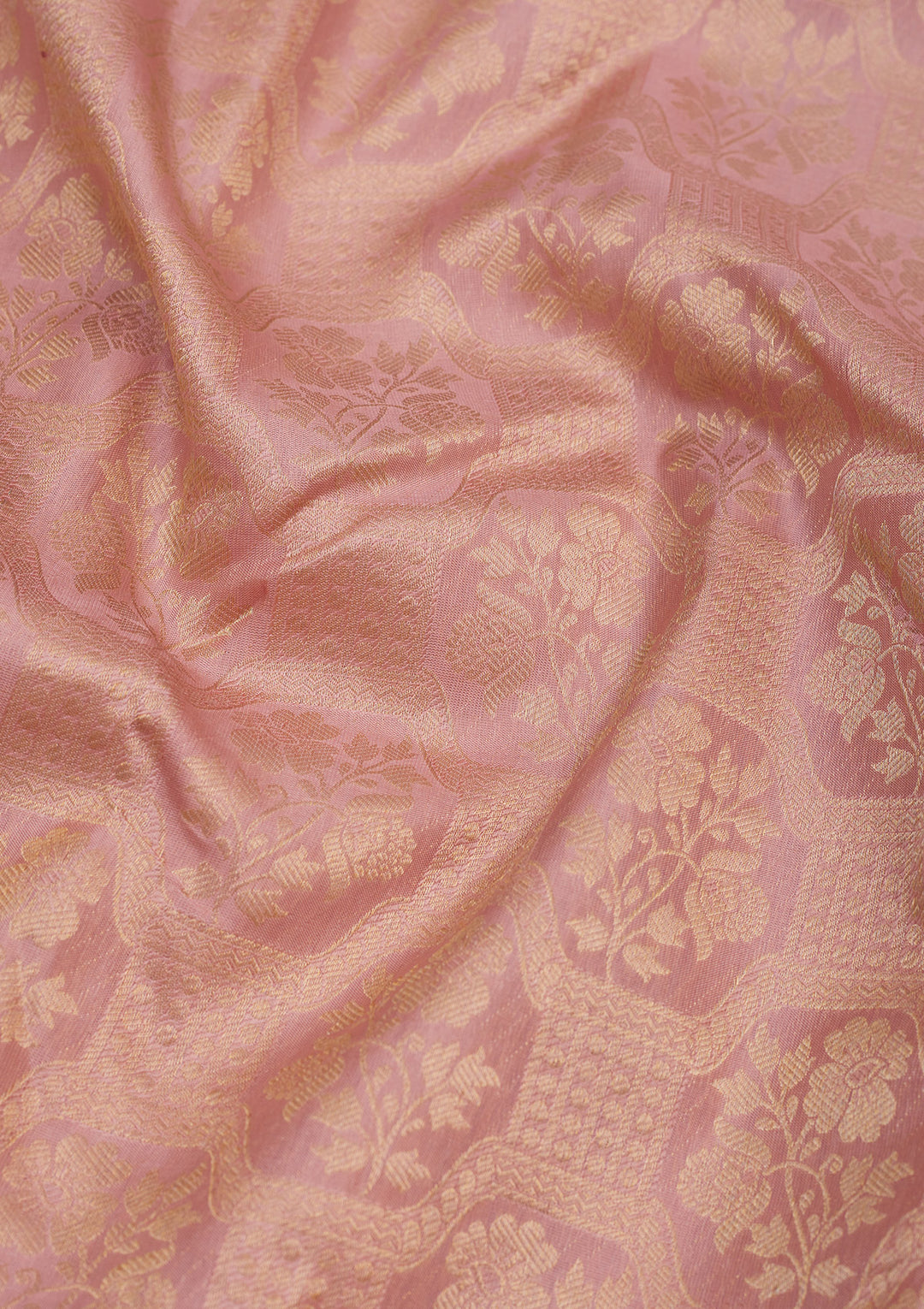 Onion Pink Zariwork Pure Silk Saree