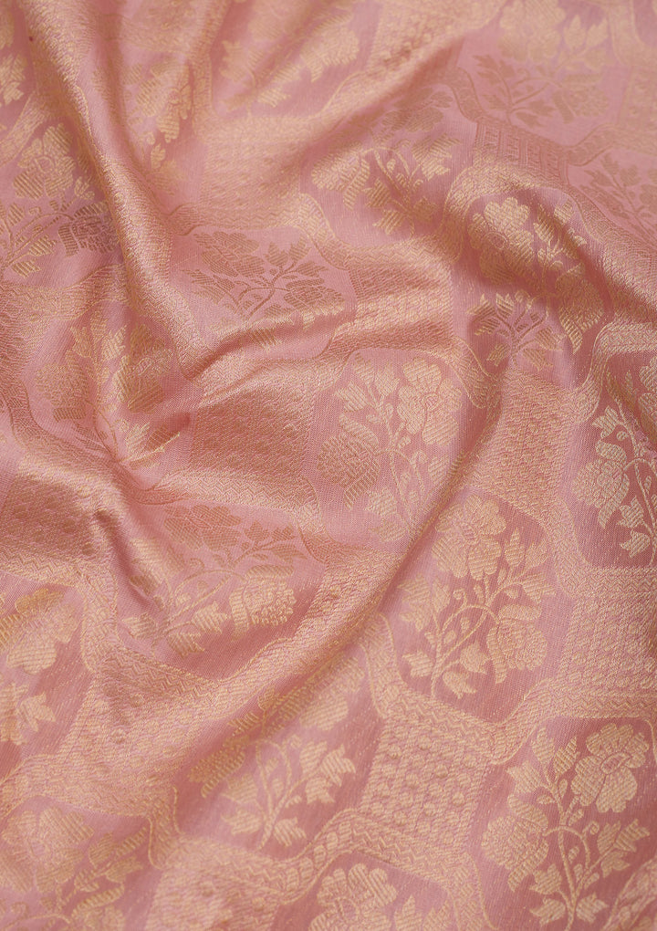 Onion Pink Zariwork Pure Silk Saree
