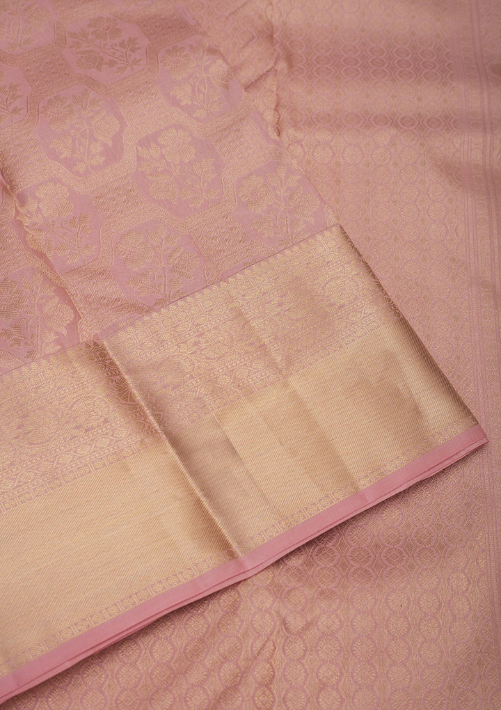 Onion Pink Zariwork Pure Silk Saree
