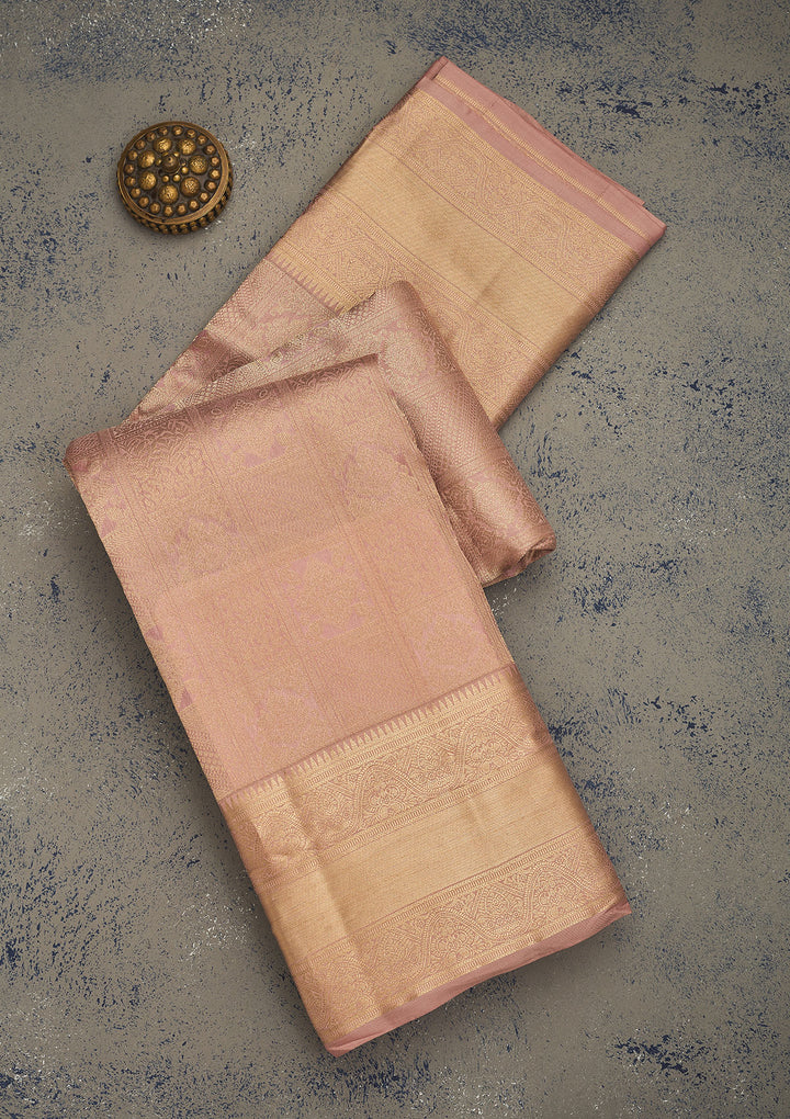 Onion Pink Zariwork Pure Silk Saree