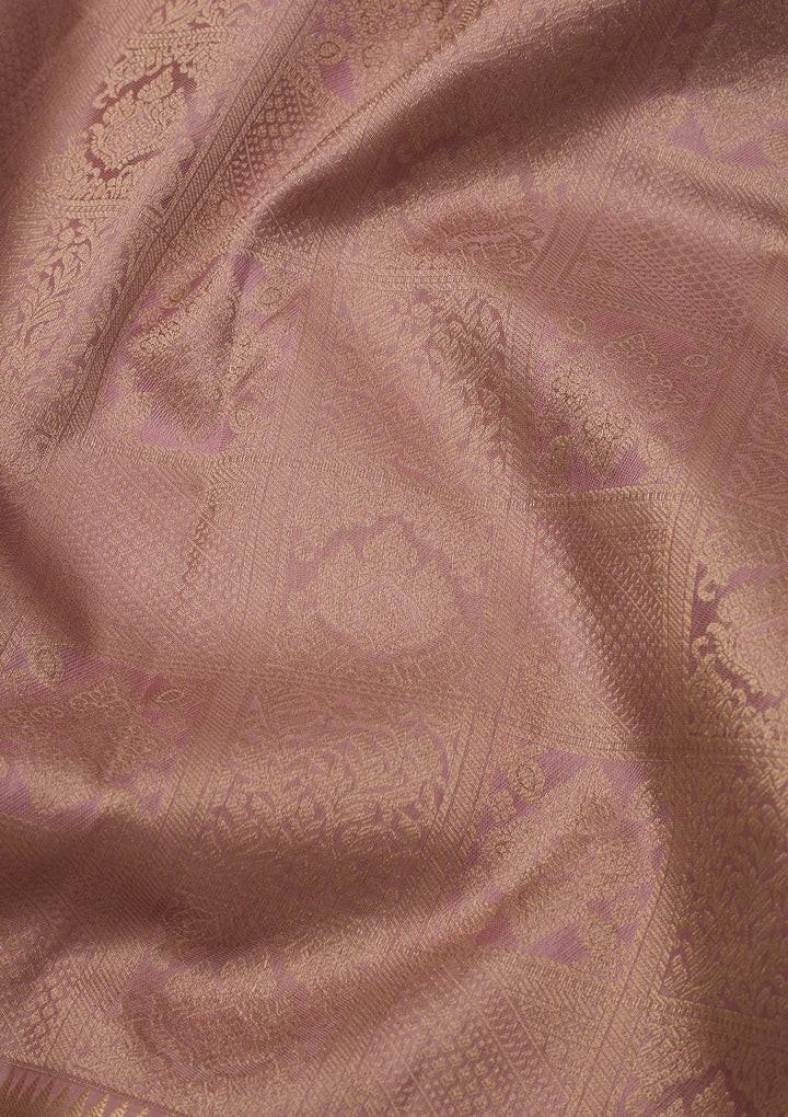 Onion Pink Zariwork Pure Silk Saree