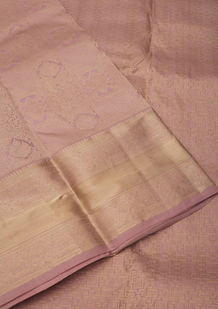 Onion Pink Zariwork Pure Silk Saree