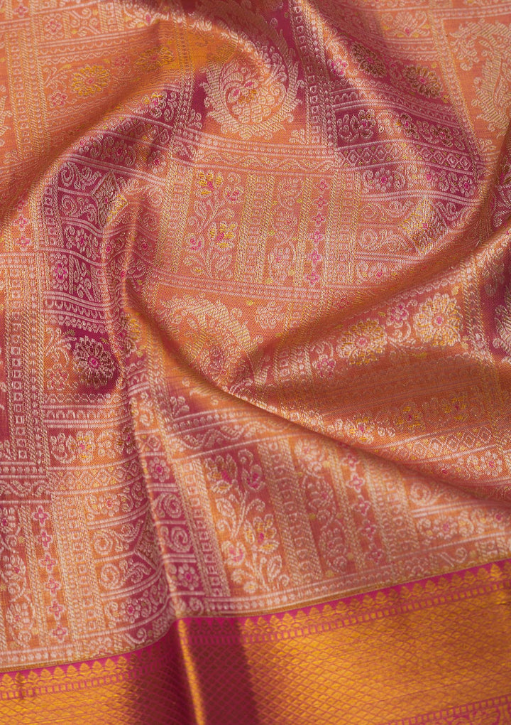 Onion Pink Zariwork Pure Silk Saree