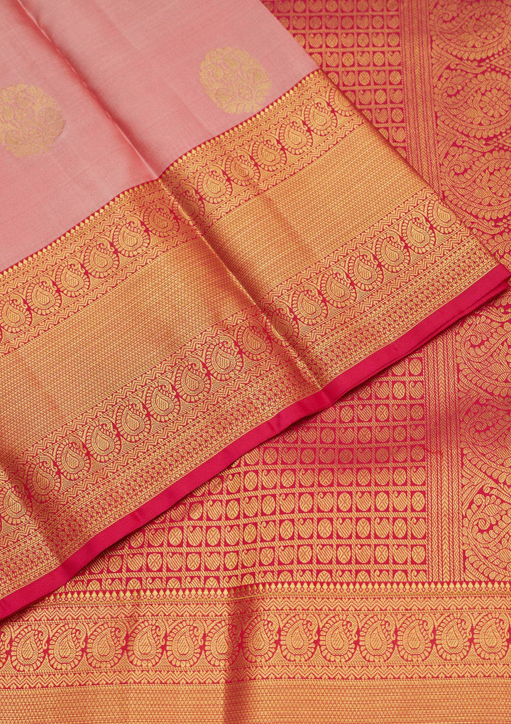 Onion Pink Zariwork Pure Silk Saree