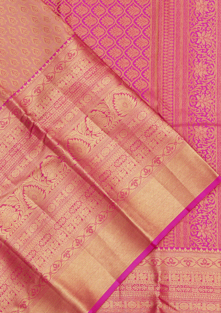 Onion Pink Zariwork Pure Silk Saree