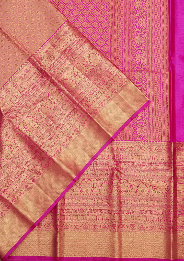 Onion Pink Zariwork Pure Silk Saree