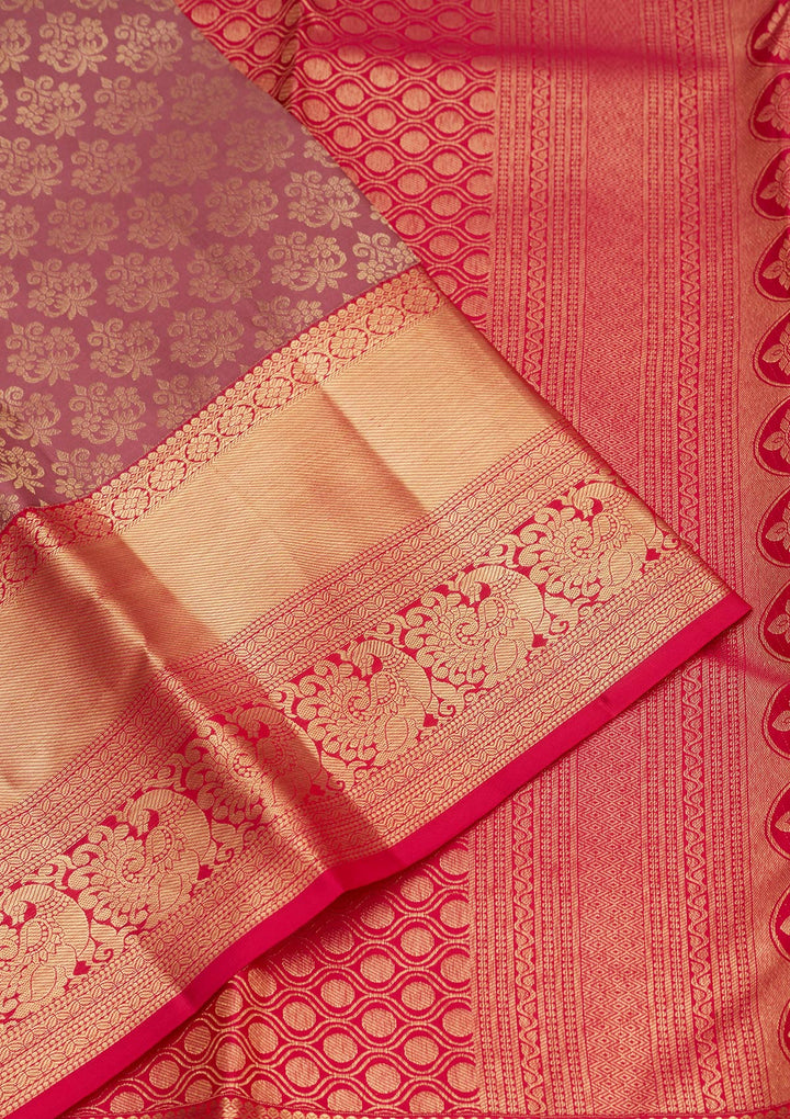 Onion Pink Zariwork Pure Silk Saree