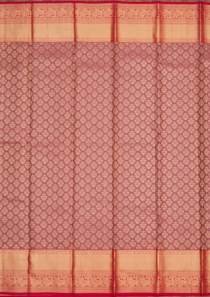 Onion Pink Zariwork Pure Silk Saree