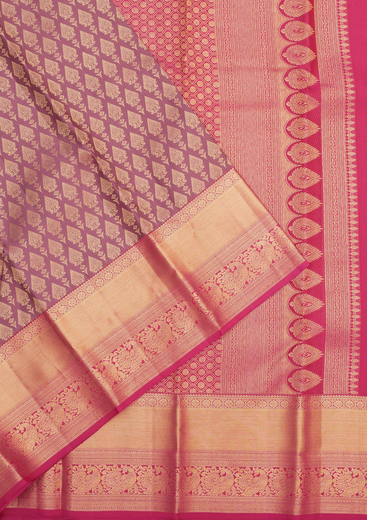 Onion Pink Zariwork Pure Silk Saree