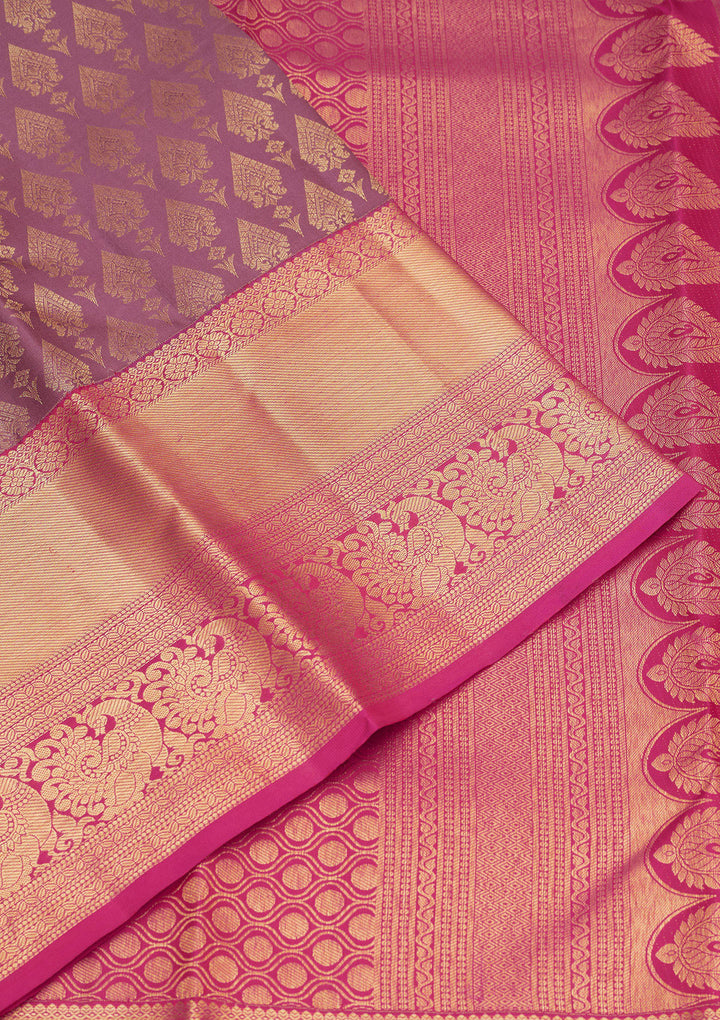 Onion Pink Zariwork Pure Silk Saree