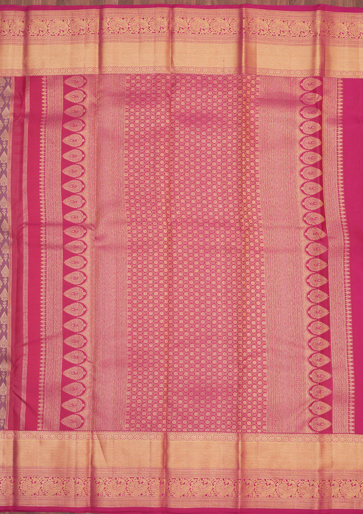 Onion Pink Zariwork Pure Silk Saree