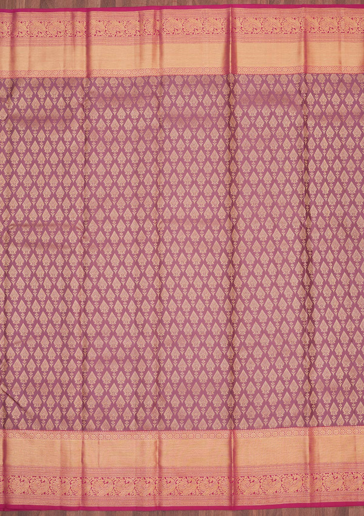 Onion Pink Zariwork Pure Silk Saree