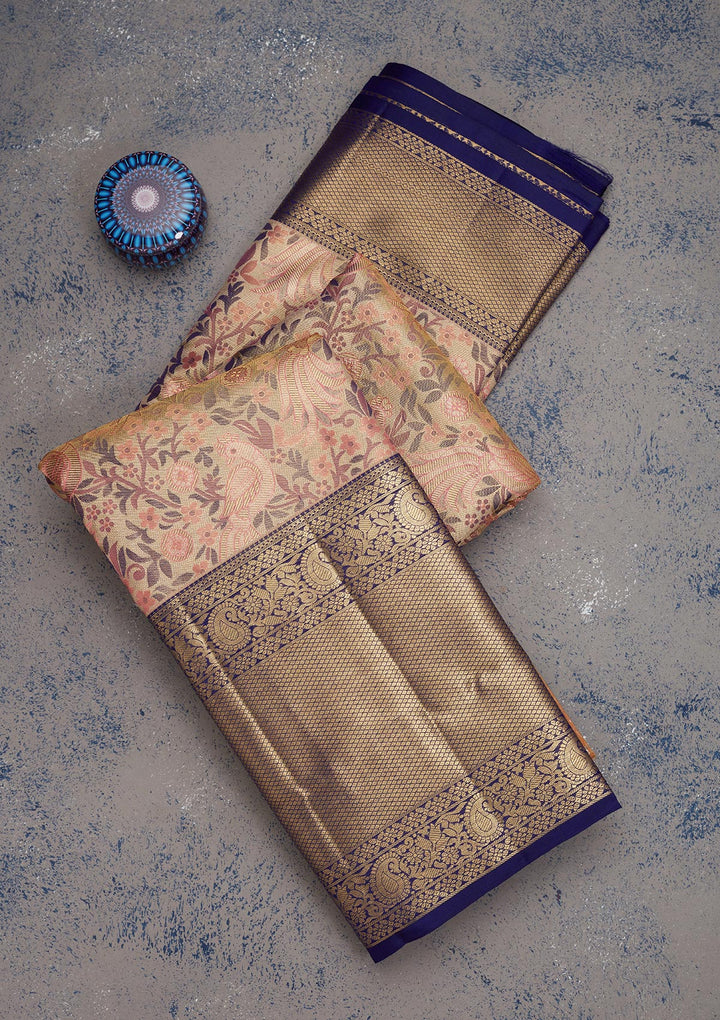 Onion Pink Zariwork Pure Silk Saree