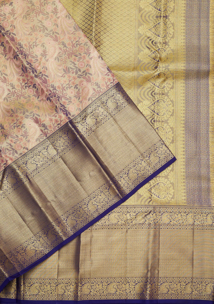 Onion Pink Zariwork Pure Silk Saree