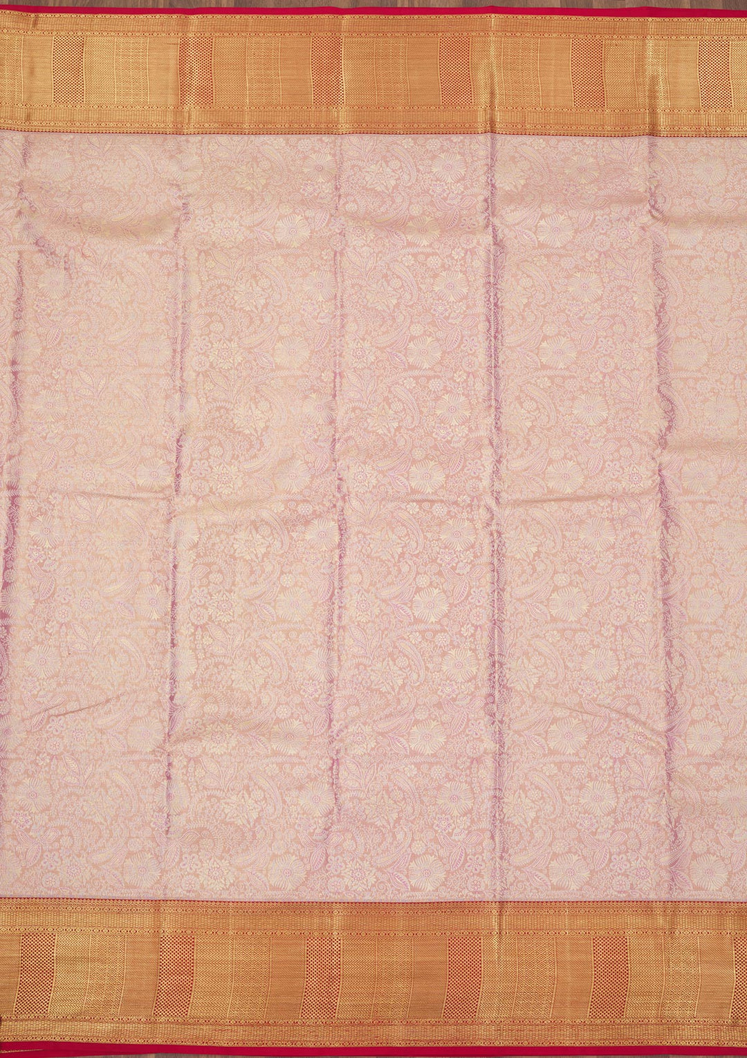 Onion Pink Zariwork Pure Silk Saree
