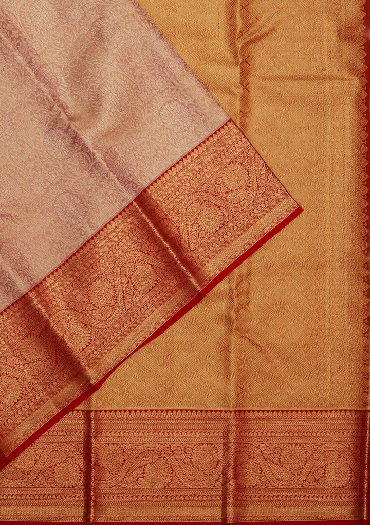Onion Pink Zariwork Pure Silk Saree