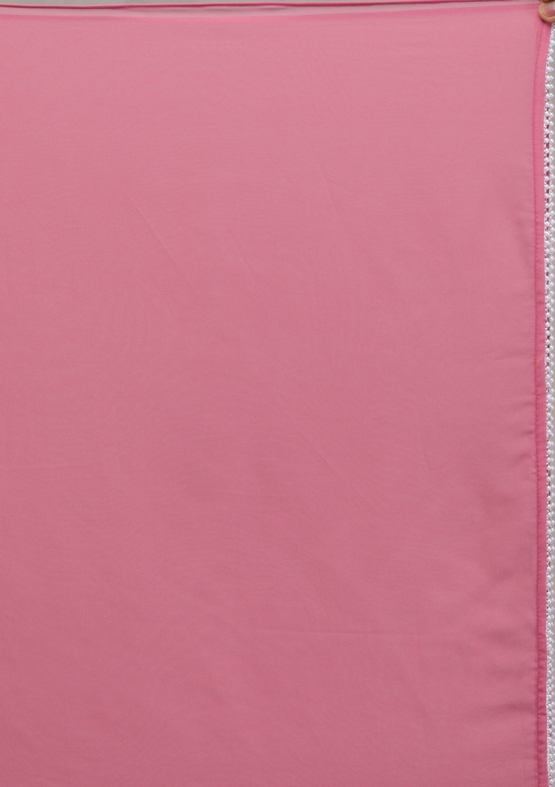 Onion Pink Cutdana Georgette Readymade Anarkali Suit