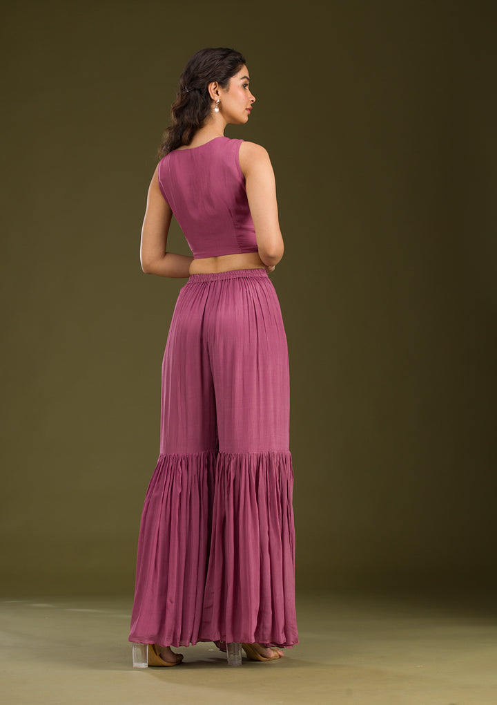 Onion Pink Cutdana Georgette Readymade Salwar Suit