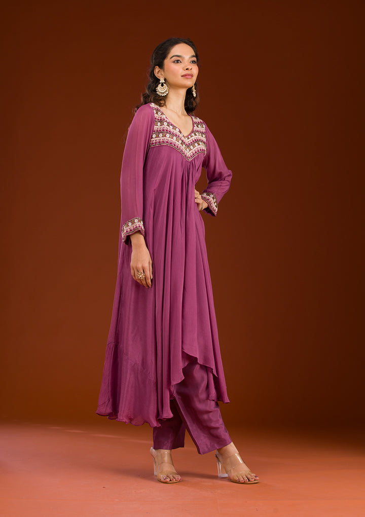 Onion Pink Cutdana Georgette Readymade Salwar Suit