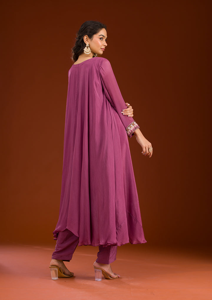 Onion Pink Cutdana Georgette Readymade Salwar Suit