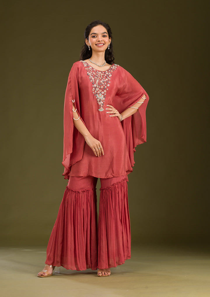 Onion Pink Cutdana Georgette Readymade Salwar Suit