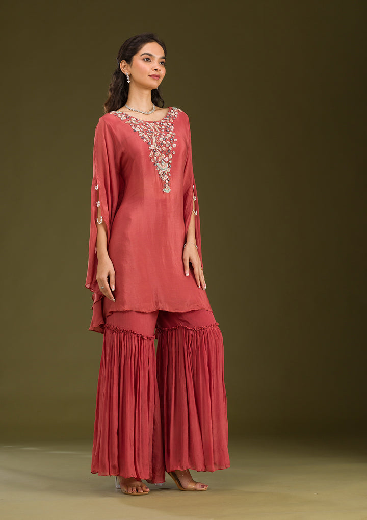 Onion Pink Cutdana Georgette Readymade Salwar Suit