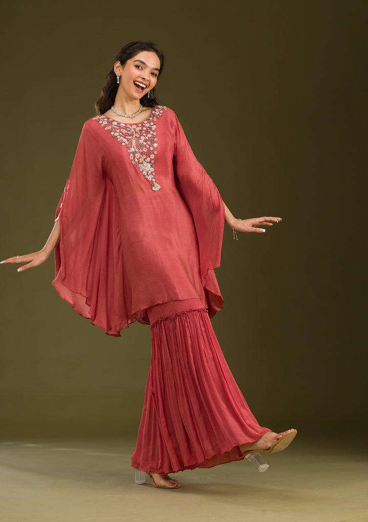 Onion Pink Cutdana Georgette Readymade Salwar Suit