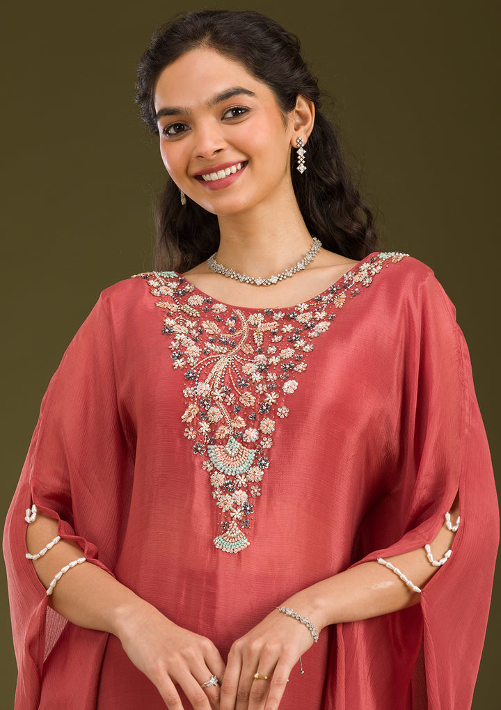 Onion Pink Cutdana Georgette Readymade Salwar Suit