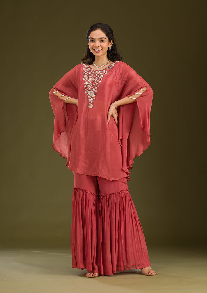 Onion Pink Cutdana Georgette Readymade Salwar Suit