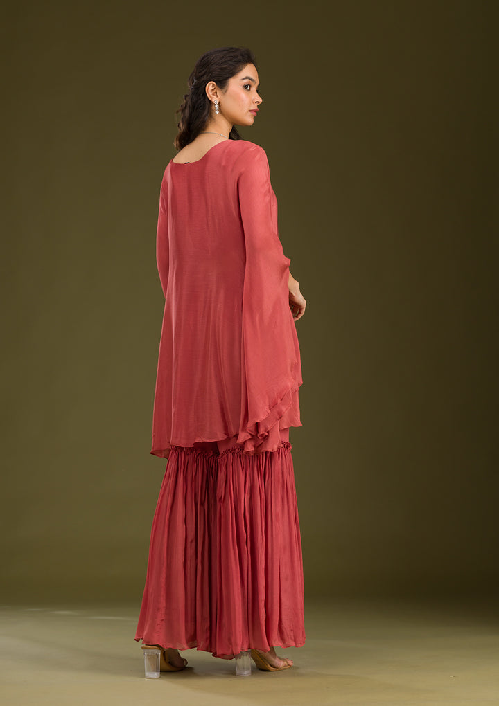 Onion Pink Cutdana Georgette Readymade Salwar Suit