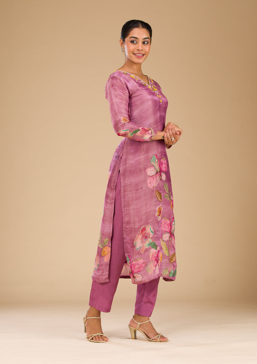 Onion Pink Cutdana Tissue Readymade Salwar Suit