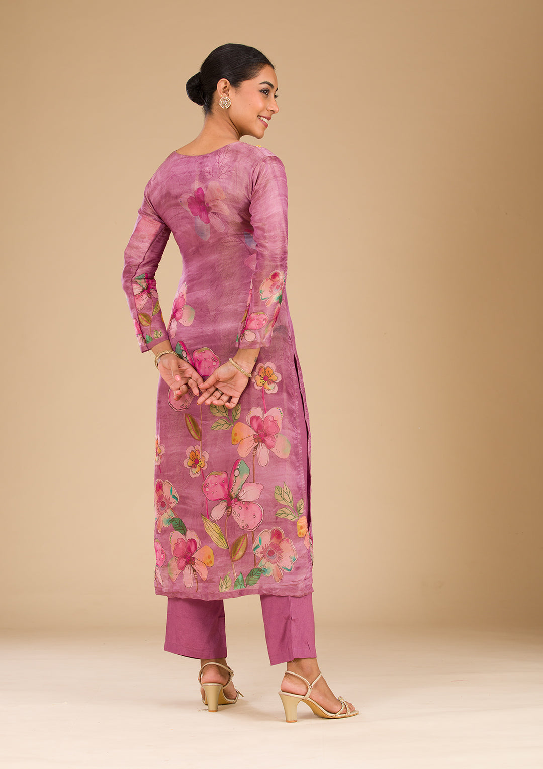 Onion Pink Cutdana Tissue Readymade Salwar Suit