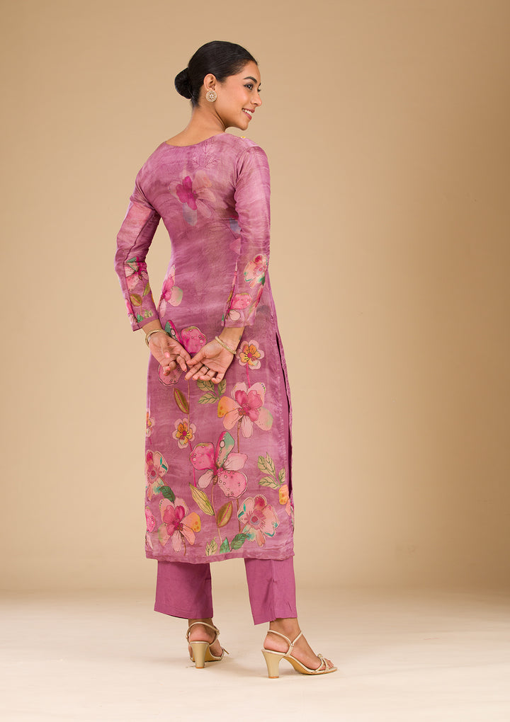 Onion Pink Cutdana Tissue Readymade Salwar Suit