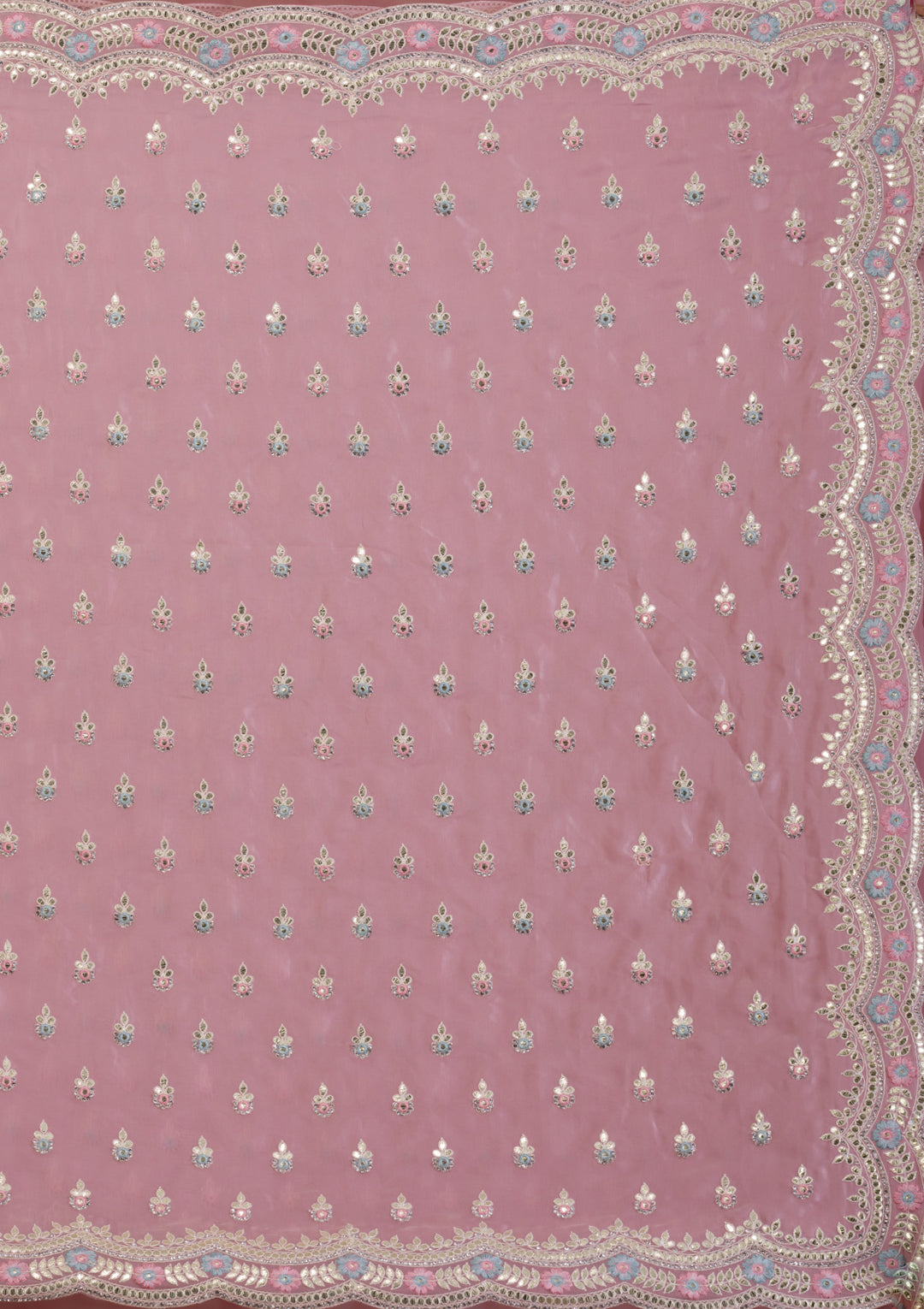 Onion Pink Gotapatti Organza Designer Saree