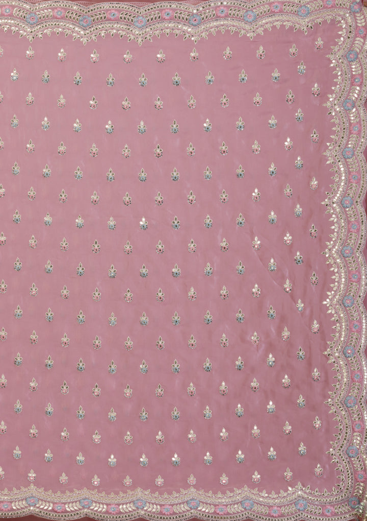 Onion Pink Gotapatti Organza Designer Saree
