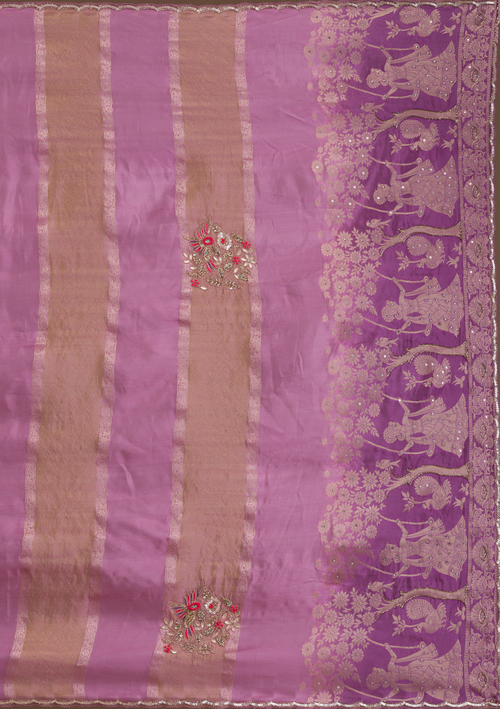 Onion Pink Gotapatti Tissue Saree