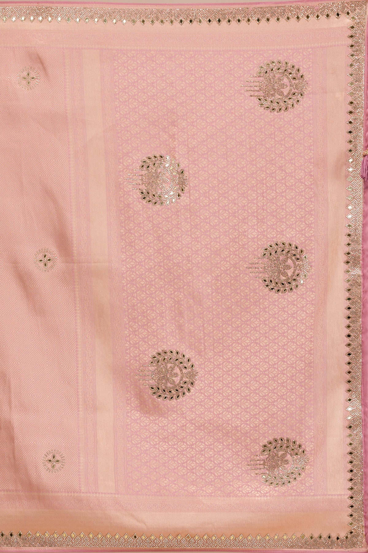 Onion Pink Mirrorwork Silk Saree
