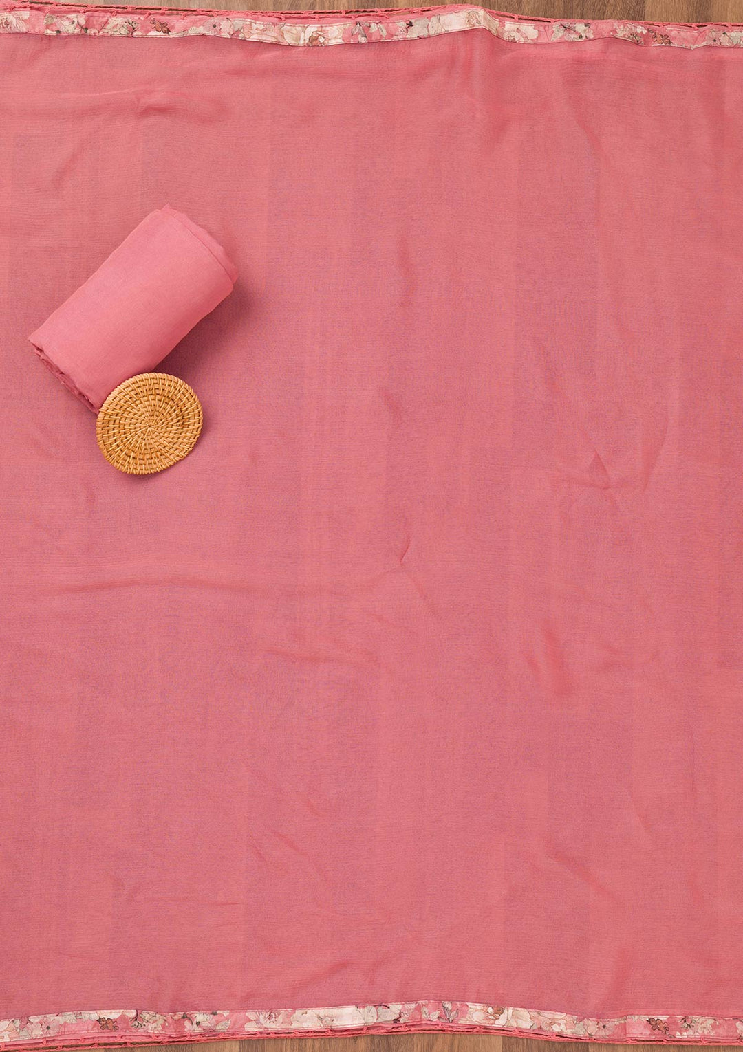 Onion Pink Printed Semi Crepe Unstitched Salwar Suit