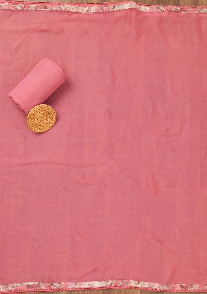Onion Pink Printed Semi Crepe Unstitched Salwar Suit