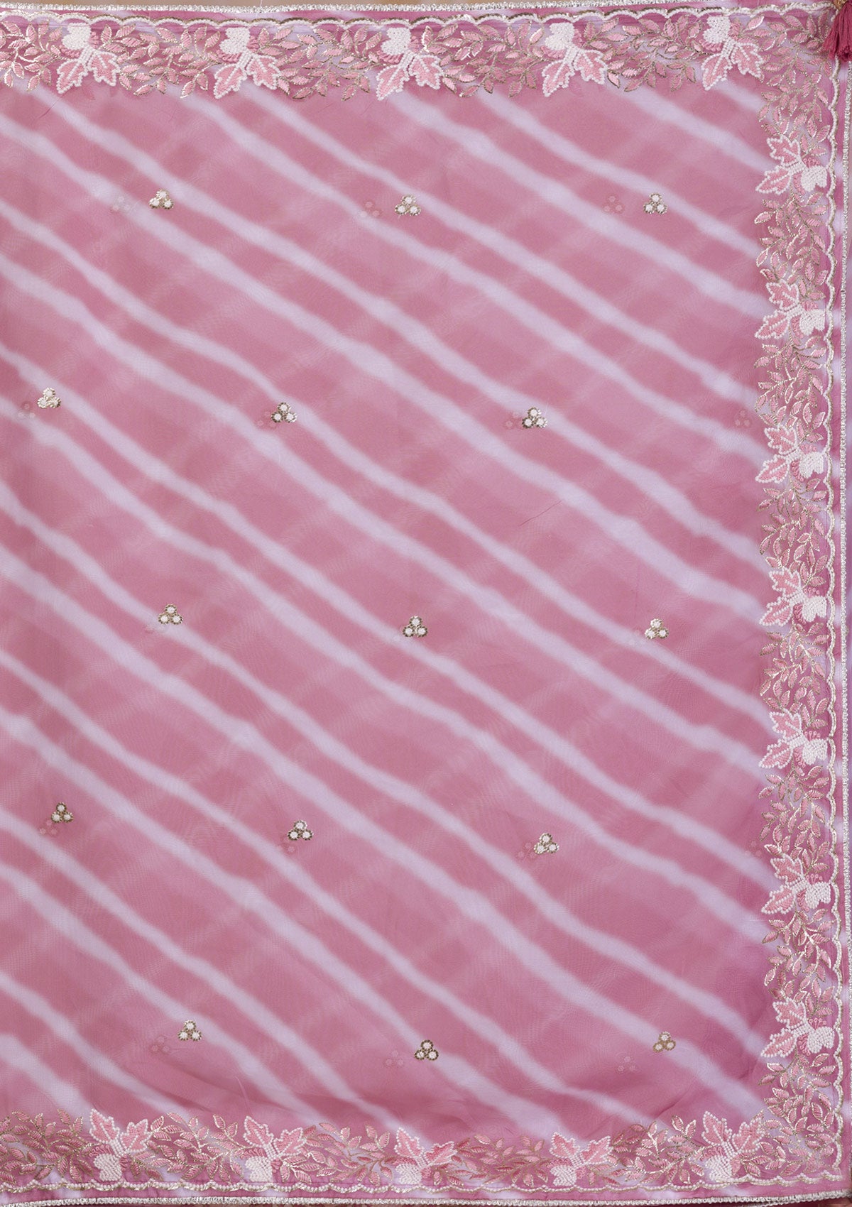 Onion Pink Lehriya Printed Semi Crepe Saree