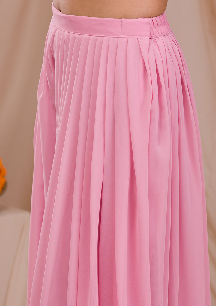 Baby Pink Sequins Georgette Readymade Sharara Suit