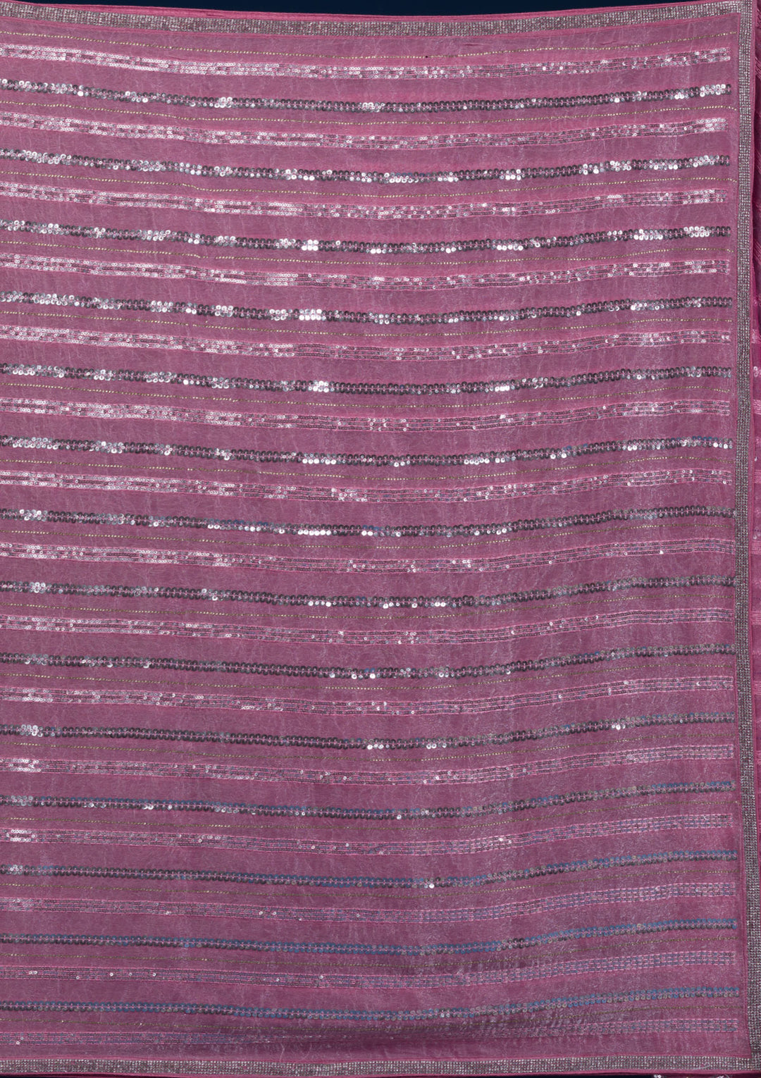 Onion Pink Sequins Semi Crepe Saree