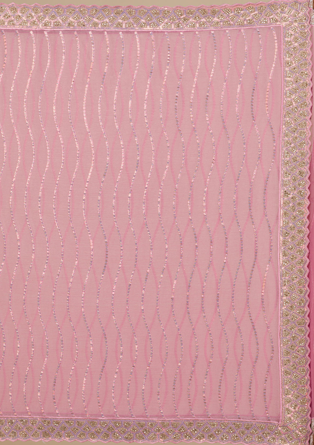 Onion Pink Stonework Chiffon Saree