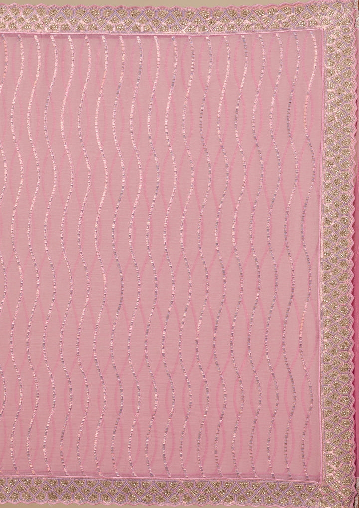 Onion Pink Stonework Chiffon Saree
