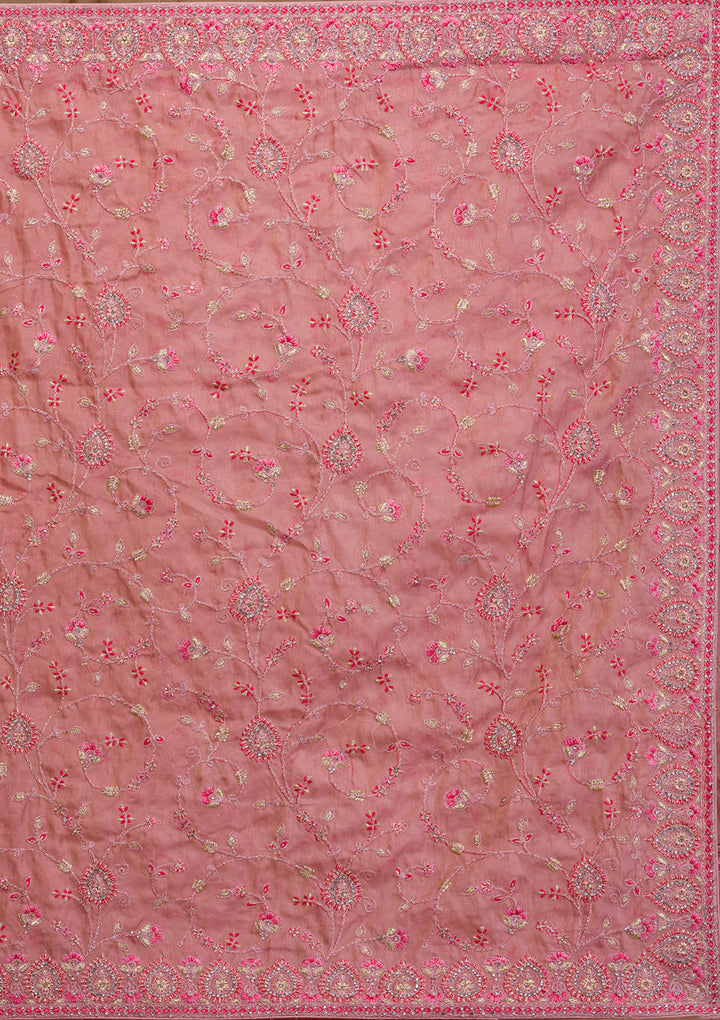 Onion Pink Stonework Net Saree