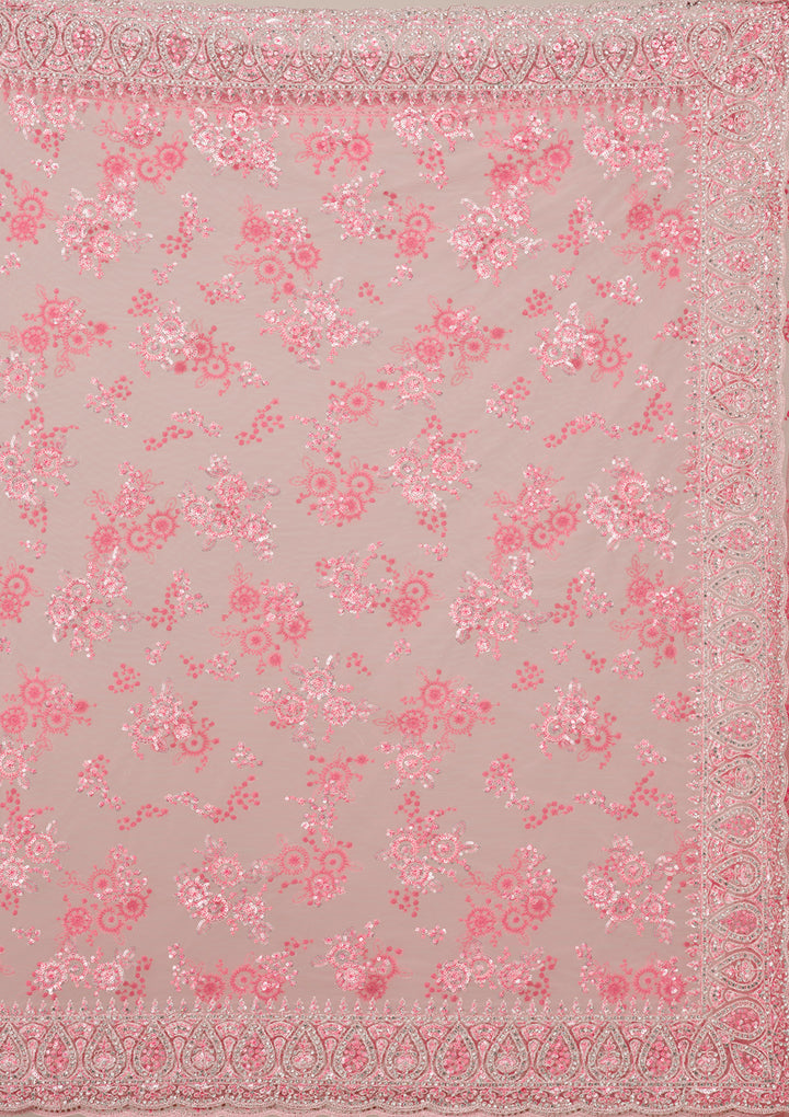 Onion Pink Stonework Net Saree