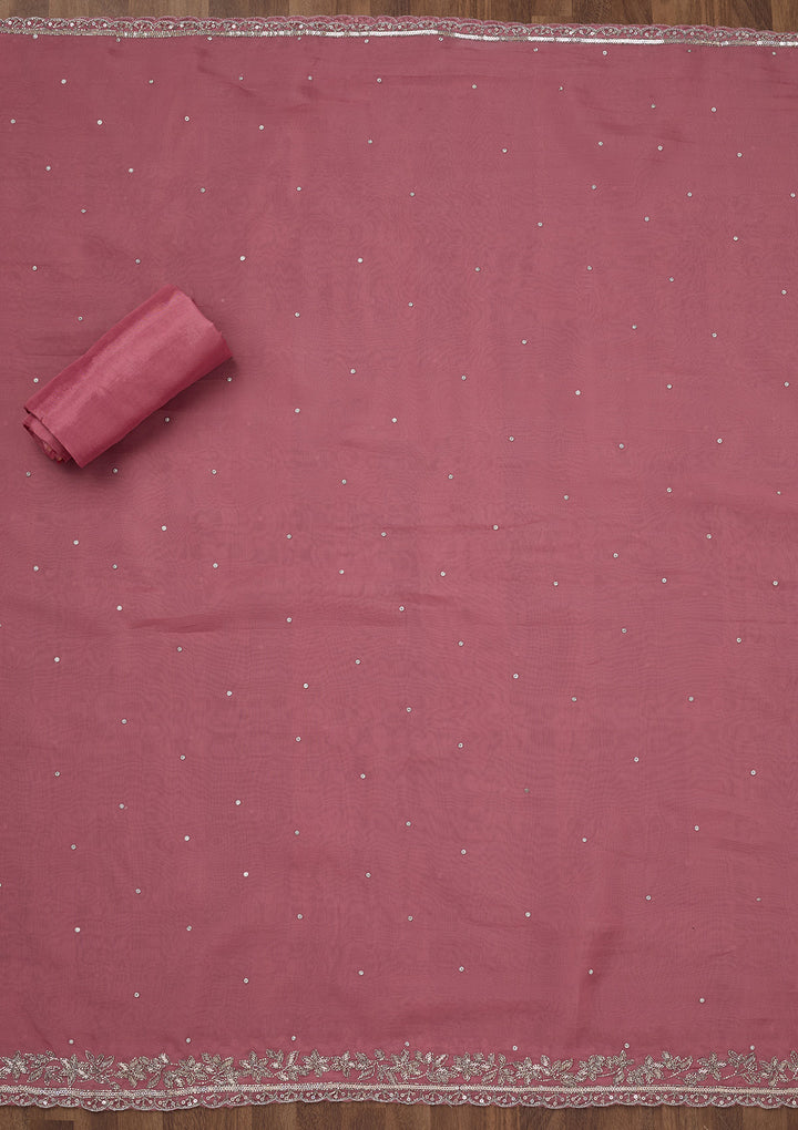 Onion Pink Stonework Tissue Unstitched Salwar Suit