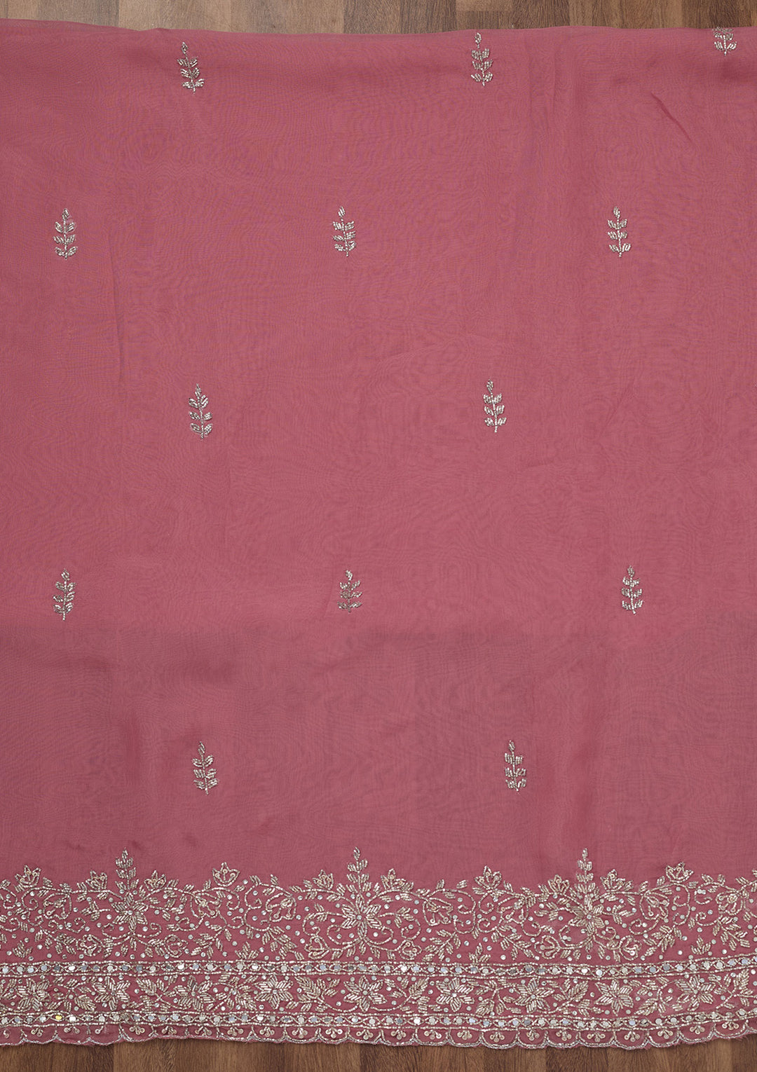 Onion Pink Stonework Tissue Unstitched Salwar Suit