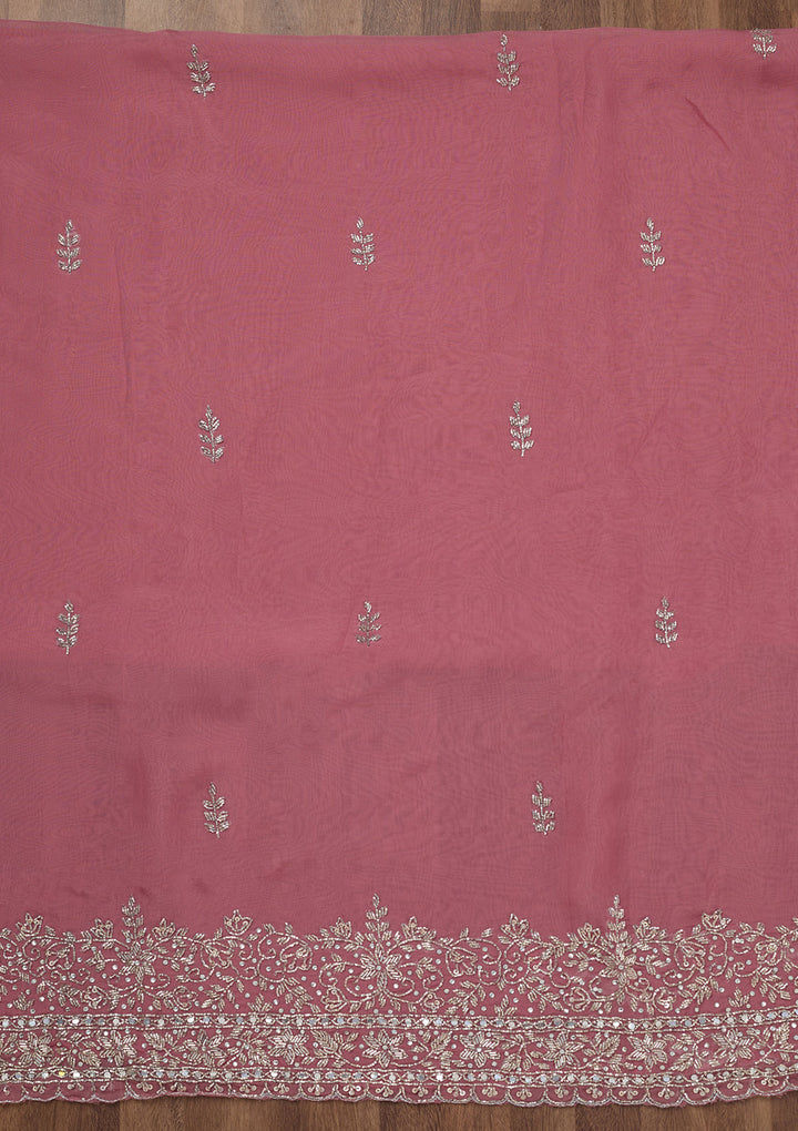 Onion Pink Stonework Tissue Unstitched Salwar Suit